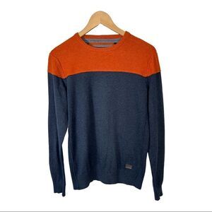 BUFFALO DAVID BITTON Men’s Pullover Crewneck Sweater Blue/Orange Size Medium